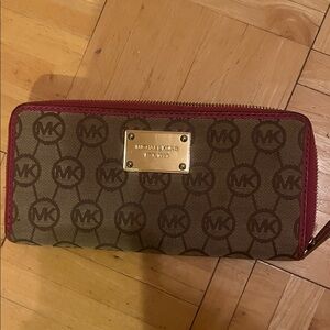 Michael Kors Tan and Red Logo Wallet